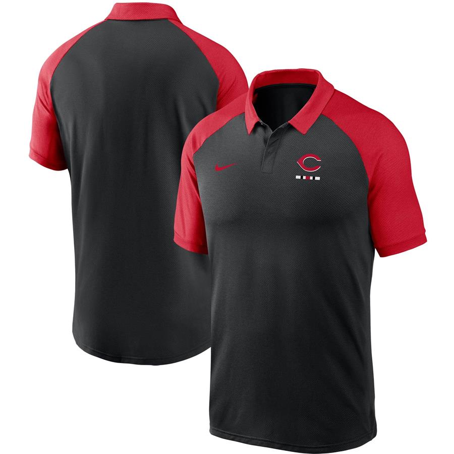 Cincinnati Reds Nike Legacy Tri-Blend Raglan Performance Polo - Black