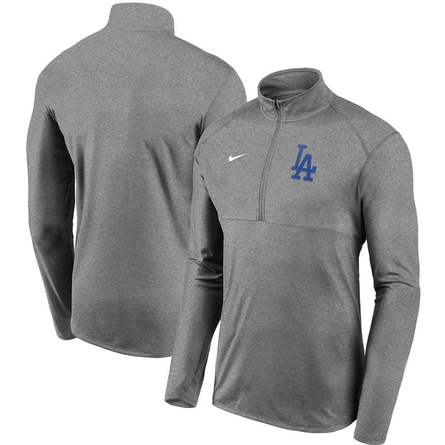 Los Angeles Dodgers Nike Team Logo Element Performance Half-Zip Pullover Jacket - Gray