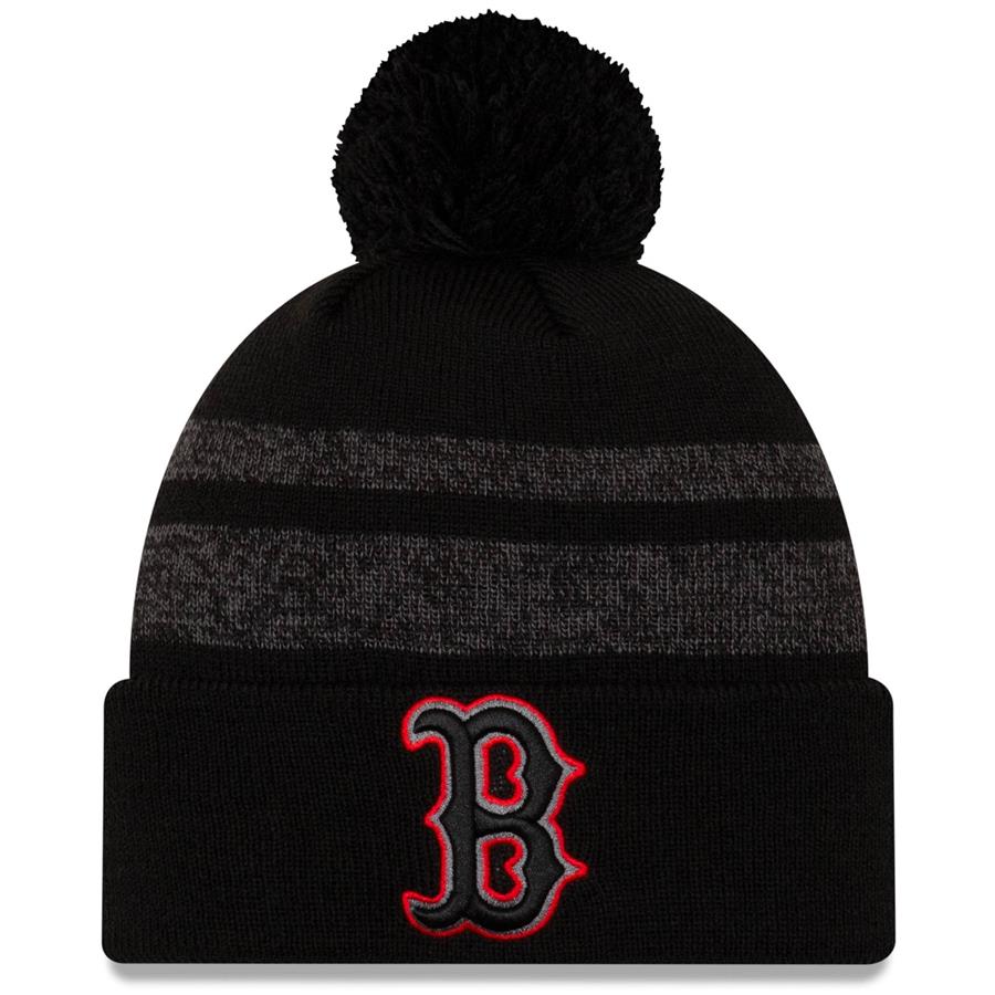 Boston Red Sox New Era Dispatch Cuffed Knit Hat With Pom - Black
