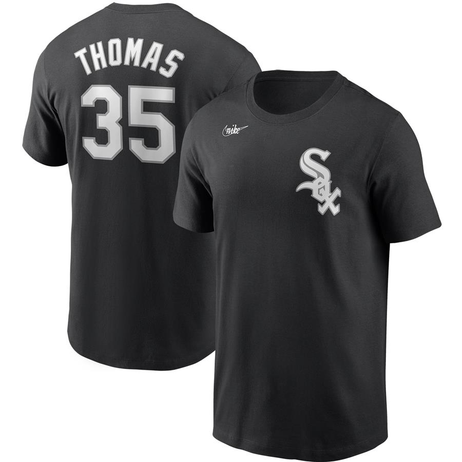 Frank Thomas Chicago White Sox Nike Cooperstown Collection Name & Number T-Shirt - Black