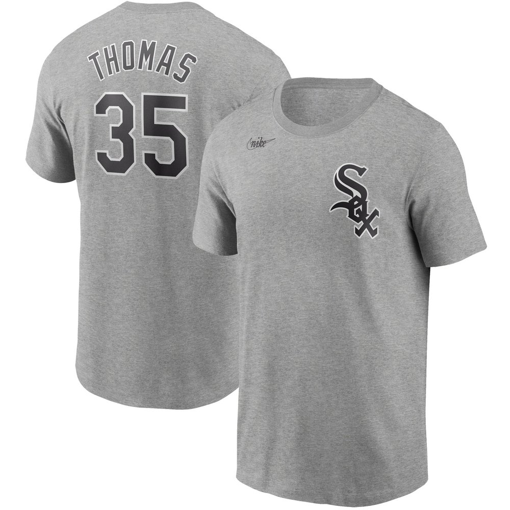 Frank Thomas Chicago White Sox Nike Cooperstown Collection Name & Number T-Shirt - Heathered Gray