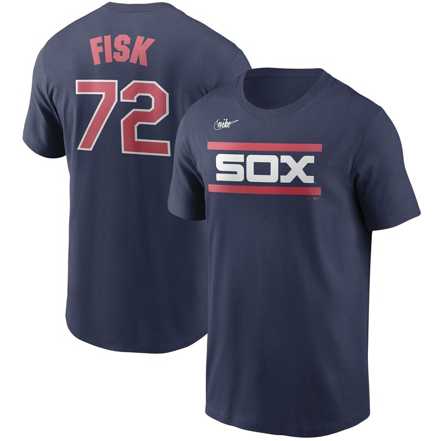 Carlton Fisk Chicago White Sox Nike Cooperstown Collection Name & Number T-Shirt - Navy