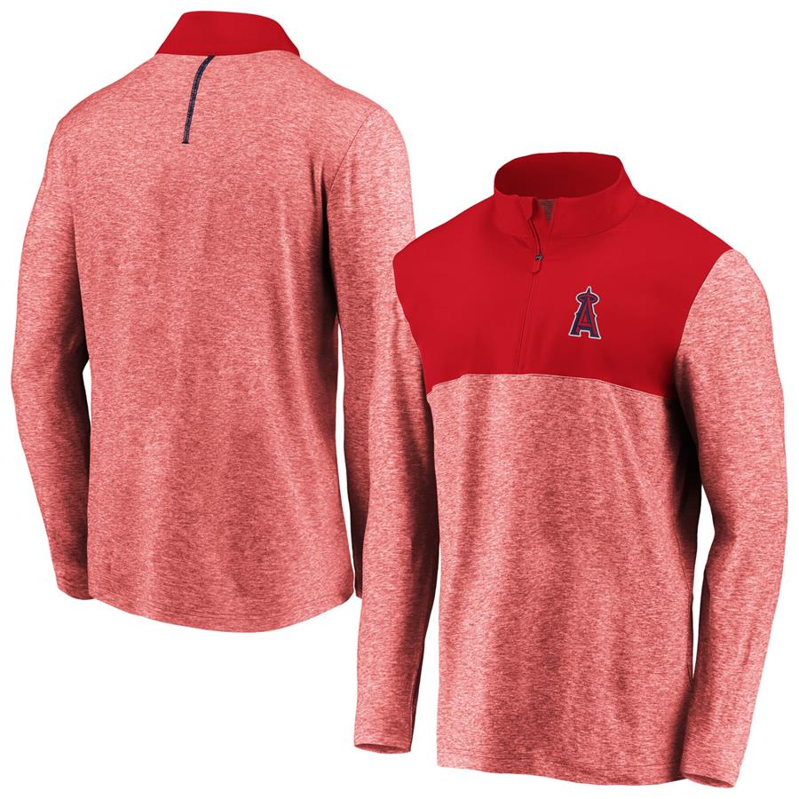Los Angeles Angels Fanatics Branded Iconic Marble Clutch Half-Zip Pullover Jacket - Red