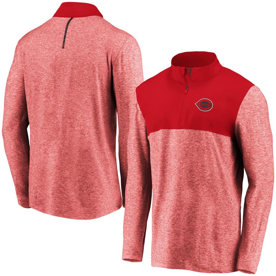 Cincinnati Reds Fanatics Branded Iconic Marble Clutch Half-Zip Jacket - Red