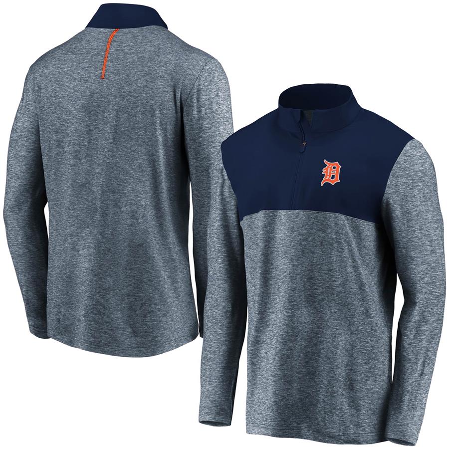 Detroit Tigers Fanatics Branded Iconic Marble Clutch Half-Zip Jacket - Navy