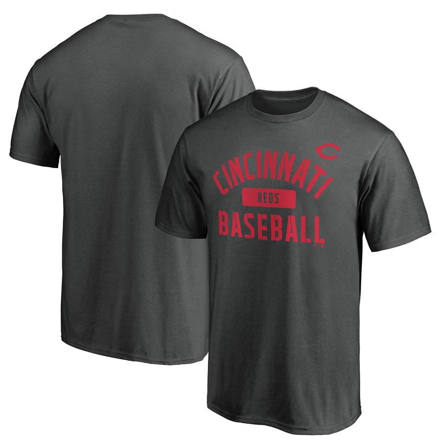 Cincinnati Reds Fanatics Branded Iconic Primary Pill T-Shirt - Charcoal