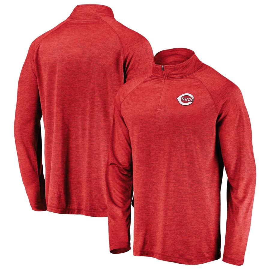Cincinnati Reds Fanatics Branded Iconic Striated Primary Logo Raglan Quarter-Zip Pullover Jacket - Red