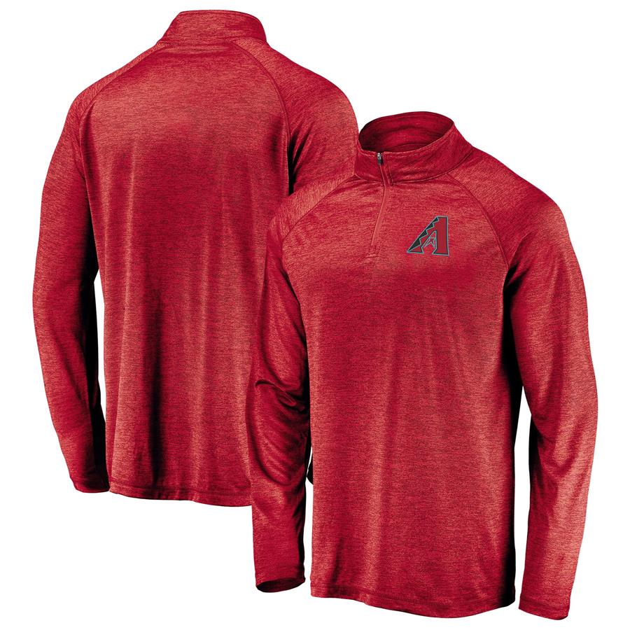 Arizona Diamondbacks Fanatics Branded Iconic Striated Primary Logo Raglan Quarter-Zip Pullover Jacket - Red