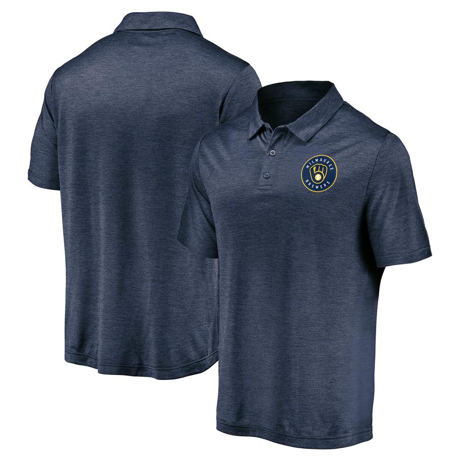 Milwaukee Brewers Fanatics Branded Iconic Striated Primary Logo Polo - Navy