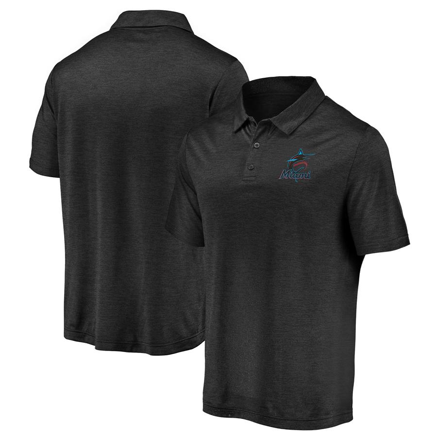 Miami Marlins Fanatics Branded Iconic Striated Primary Logo Polo - Black