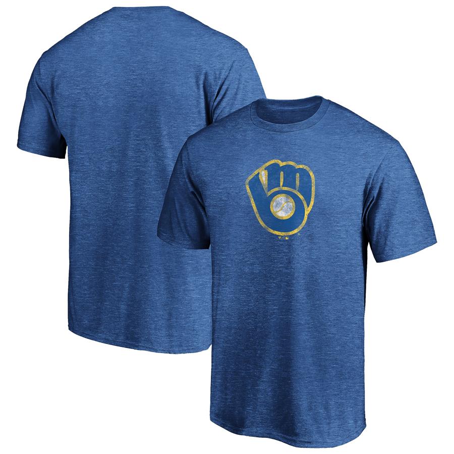 Milwaukee Brewers Fanatics Branded True Classics Throwback Logo Tri-Blend T-Shirt - Royal