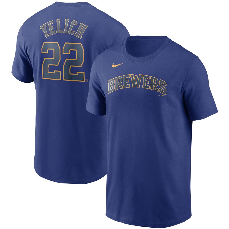 Christian Yelich Milwaukee Brewers Nike Name & Number T-Shirt - Royal