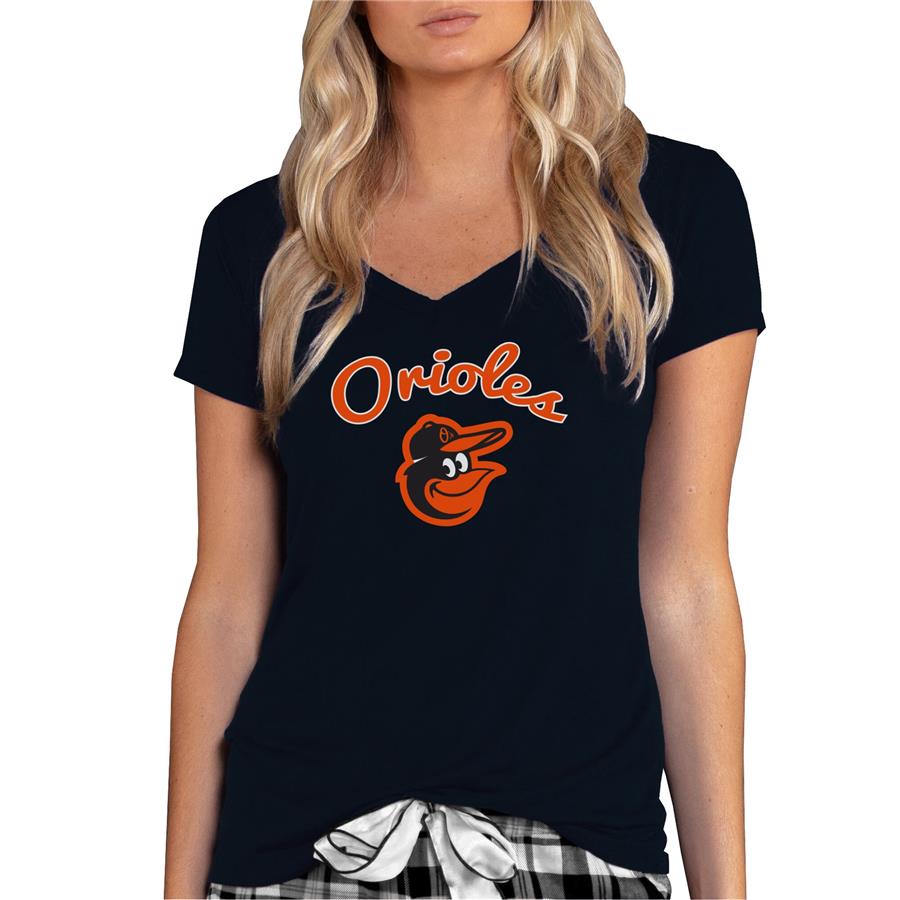 Baltimore Orioles Concepts Sport Women's Marathon Knit V-Neck T-Shirt - Black