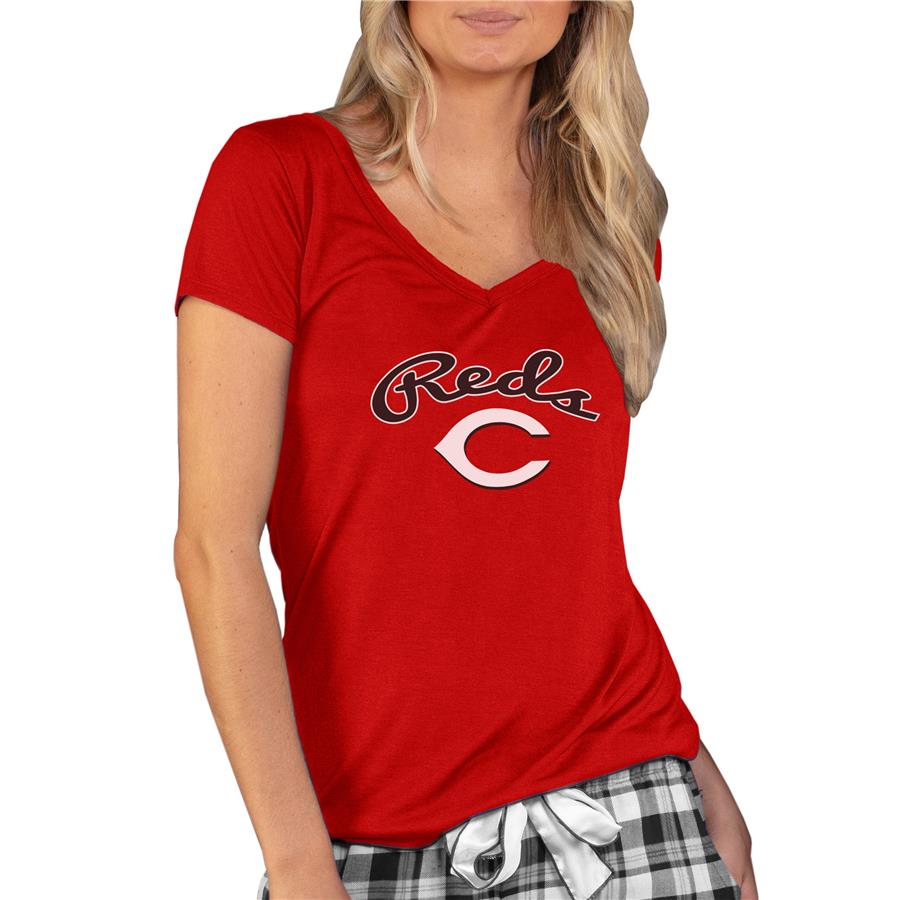 Cincinnati Reds Concepts Sport Women's Marathon Knit V-Neck T-Shirt - Red
