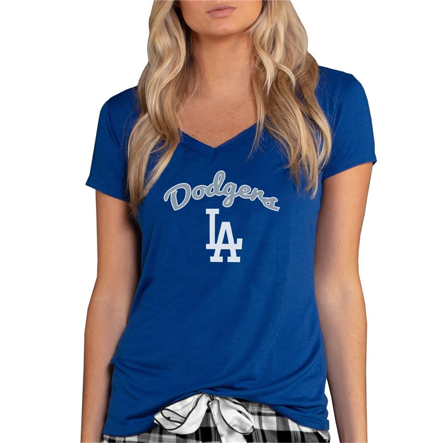 Los Angeles Dodgers Concepts Sport Women's Marathon Knit V-Neck T-Shirt - Royal