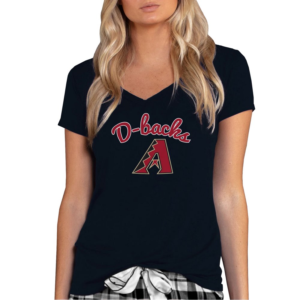 Arizona Diamondbacks Concepts Sport Women's Marathon Knit V-Neck T-Shirt - Black