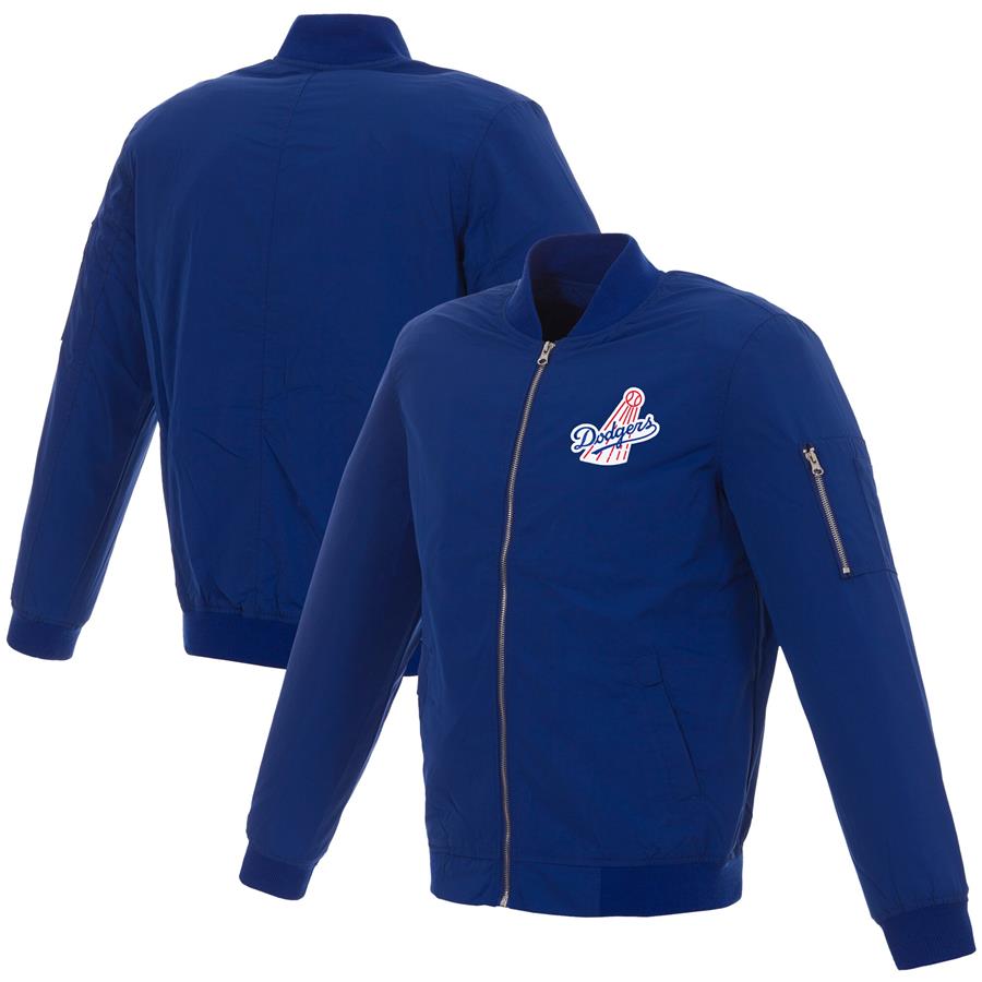 Los Angeles Dodgers JH Design Nylon Bomber Jacket with Embroidered Logo - Royal