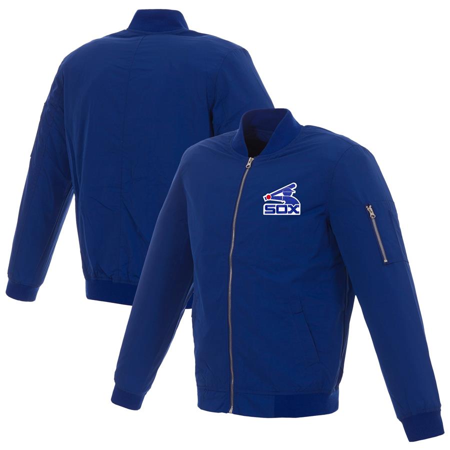 Chicago White Sox JH Design Nylon Bomber Jacket with Embroidered Logo - Royal