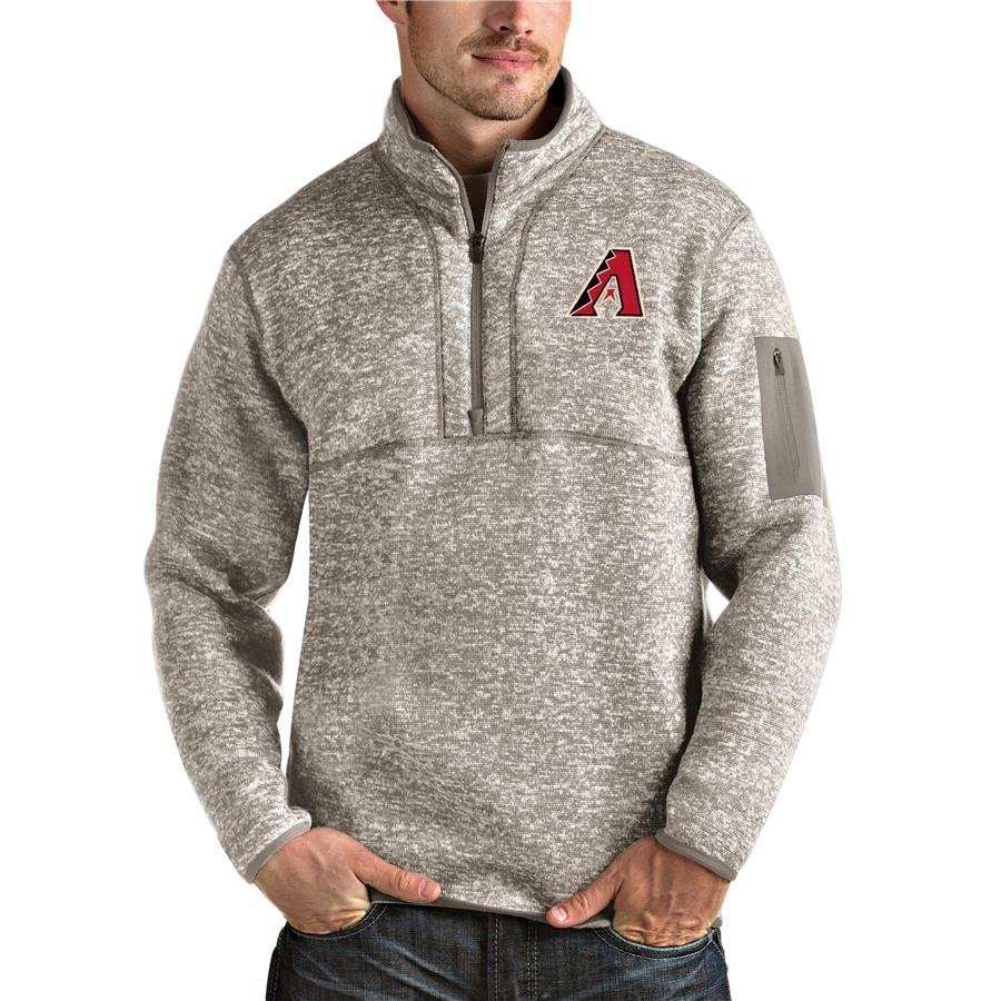 Arizona Diamondbacks Antigua Fortune Quarter-Zip Pullover Jacket - Oatmeal