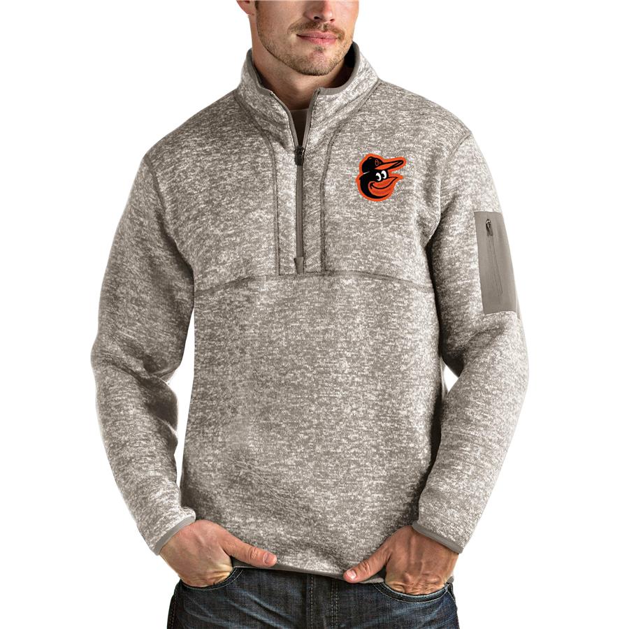 Baltimore Orioles Antigua Fortune Quarter-Zip Pullover Jacket - Oatmeal