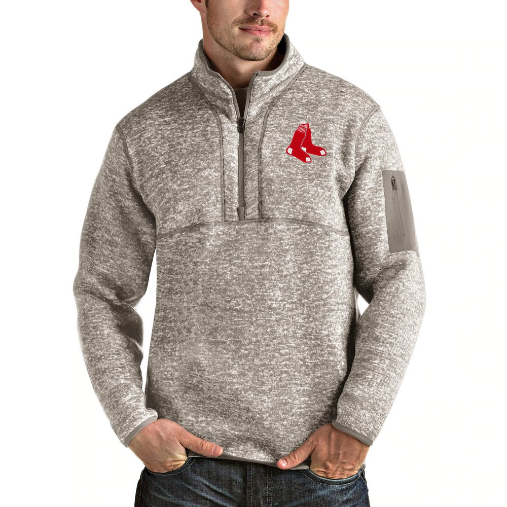 Boston Red Sox Antigua Fortune Quarter-Zip Pullover Jacket - Oatmeal