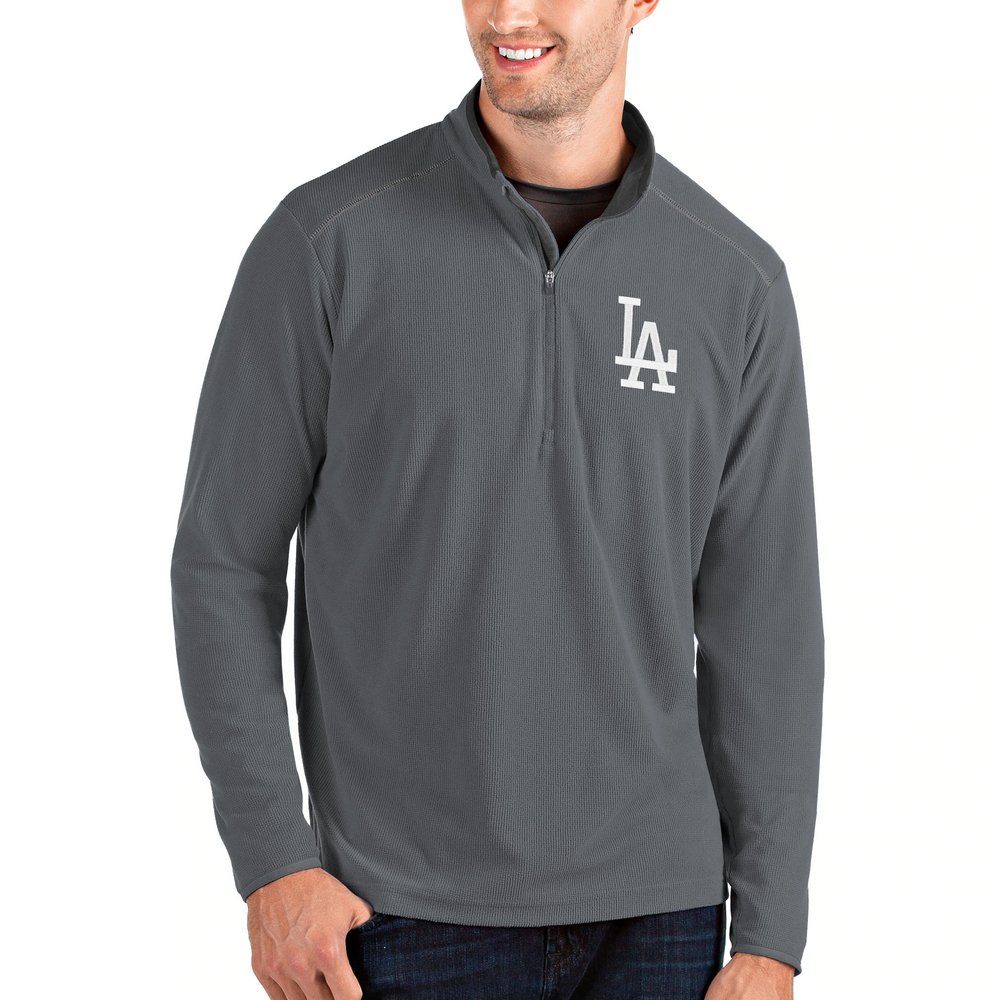 Los Angeles Dodgers Antigua Glacier Quarter-Zip Pullover Jacket - Gray