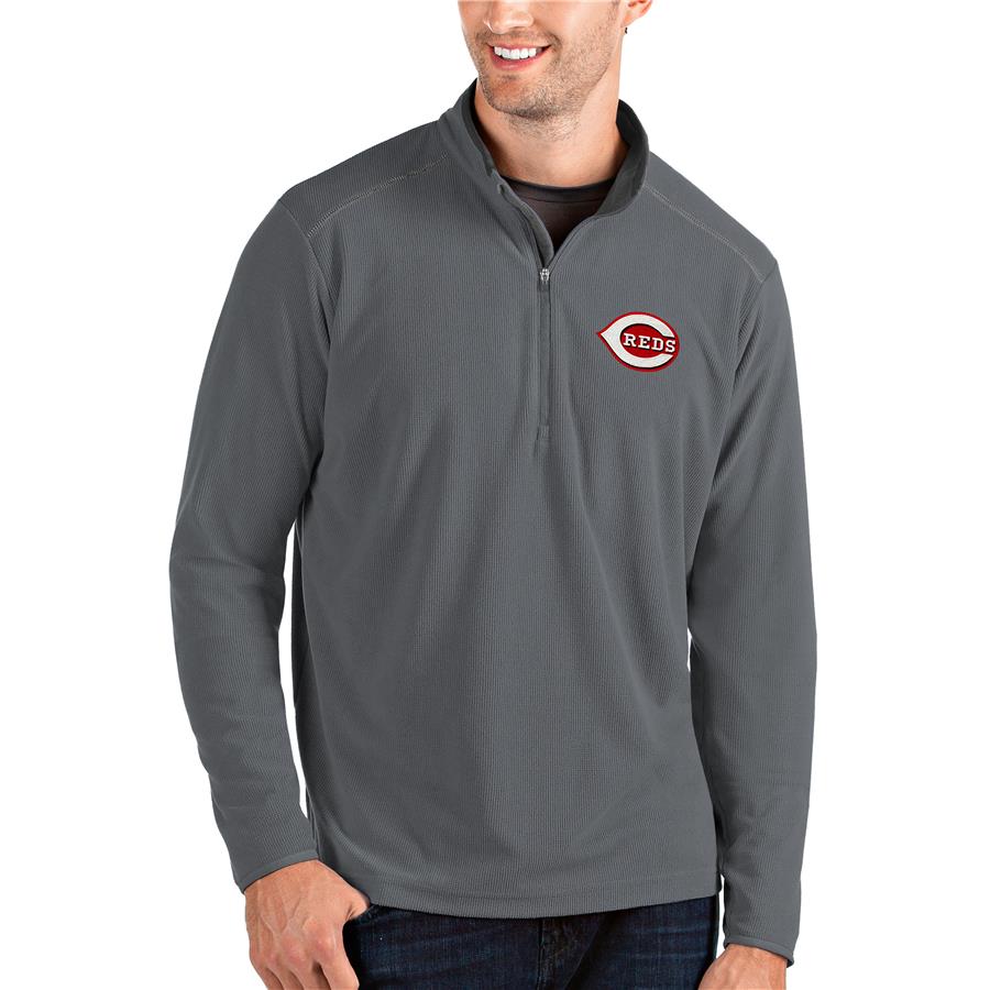 Cincinnati Reds Antigua Glacier Quarter-Zip Pullover Jacket - Gray