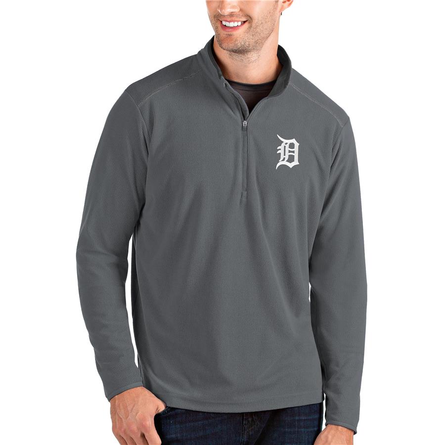 Detroit Tigers Antigua Glacier Quarter-Zip Pullover Jacket - Gray