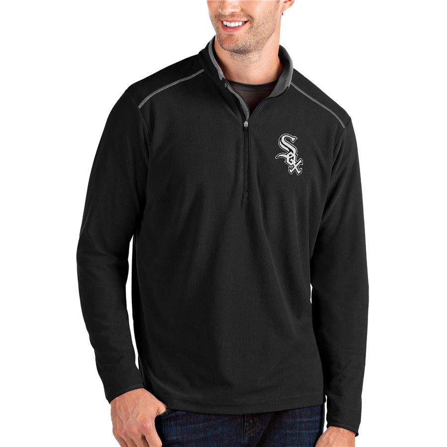 Chicago White Sox Antigua Glacier Quarter-Zip Pullover Jacket - Black