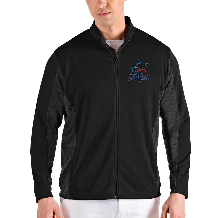 Miami Marlins Antigua Passage Full-Zip Jacket - Black