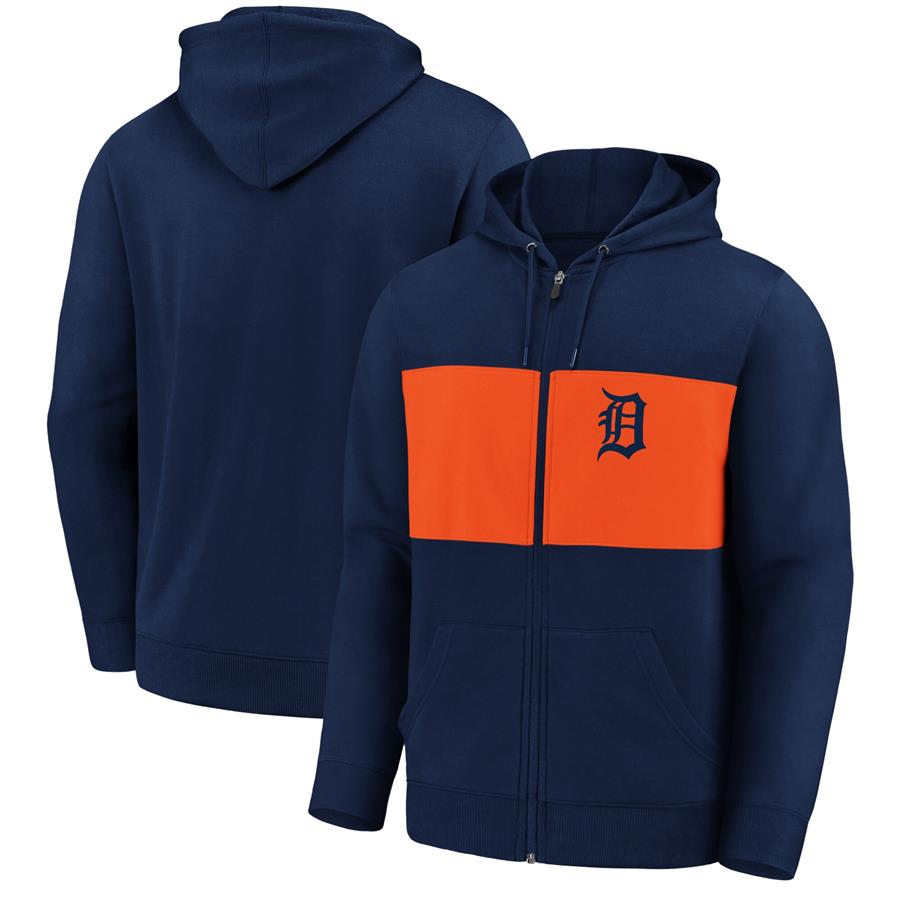 Detroit Tigers Fanatics Branded Team Twill Full-Zip Hoodie Jacket - Navy