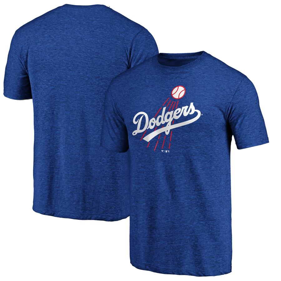Los Angeles Dodgers Fanatics Branded True Classics Throwback Logo Tri-Blend T-Shirt - Royal