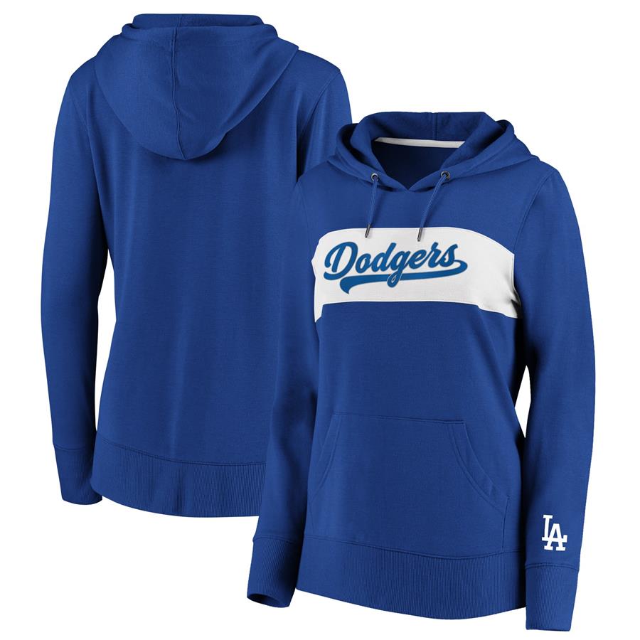 Los Angeles Dodgers Fanatics Branded Women's Tri-Blend Colorblock Pullover Hoodie - Royal