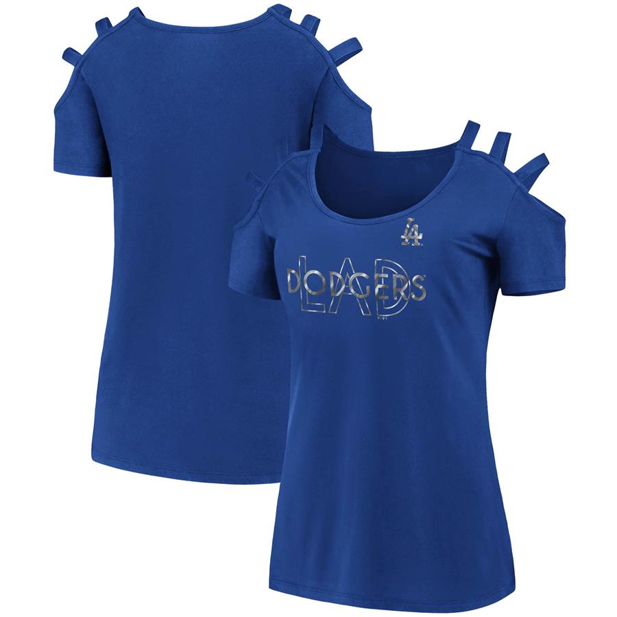 Los Angeles Dodgers Fanatics Branded Women's Three Strap Open Shoulder T-Shirt - Royal