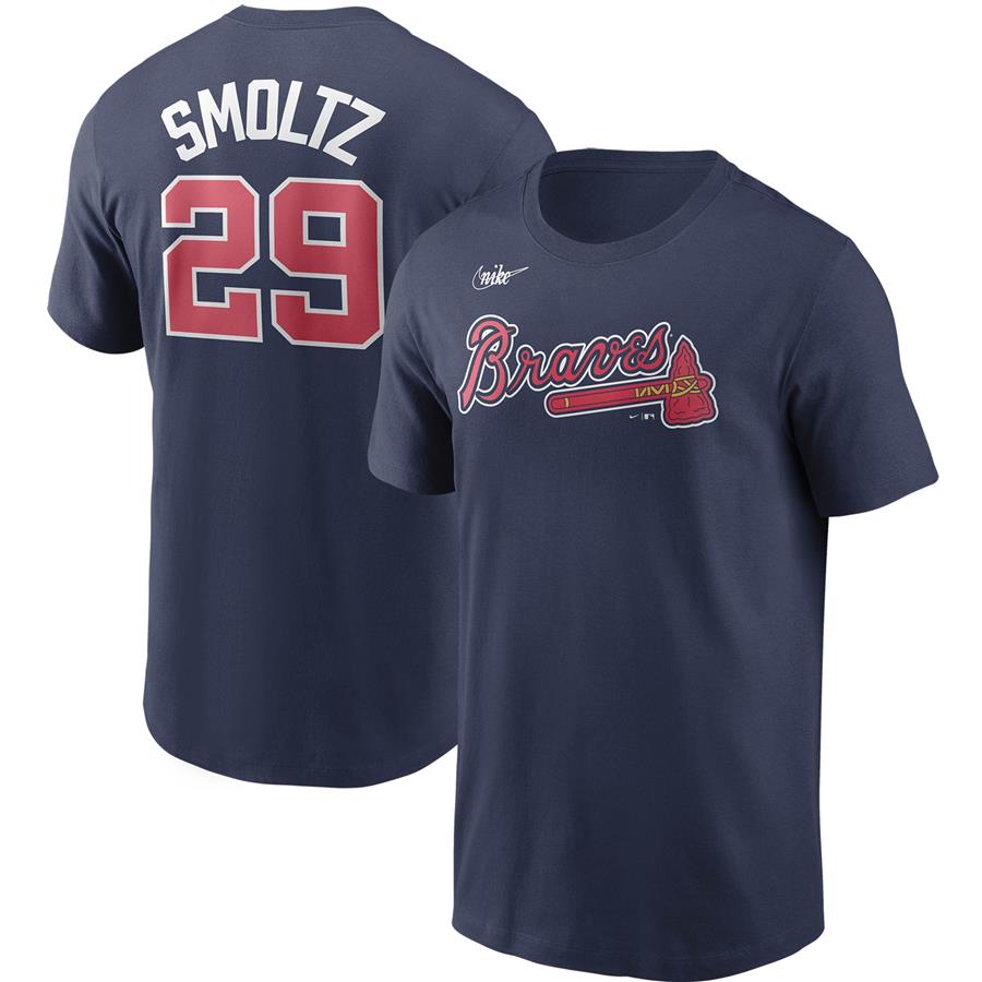 John Smoltz Atlanta Braves Nike Cooperstown Collection Name & Number T-Shirt - Navy
