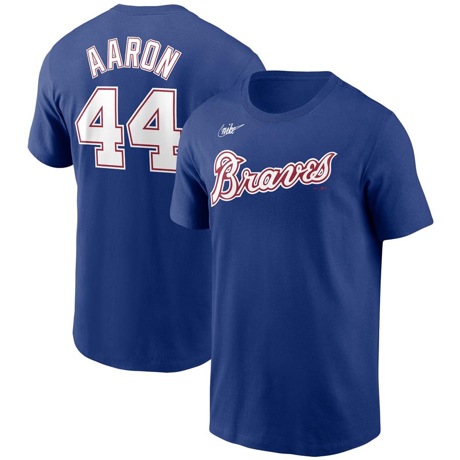 Hank Aaron Atlanta Braves Nike Cooperstown Collection Name & Number T-Shirt - Royal