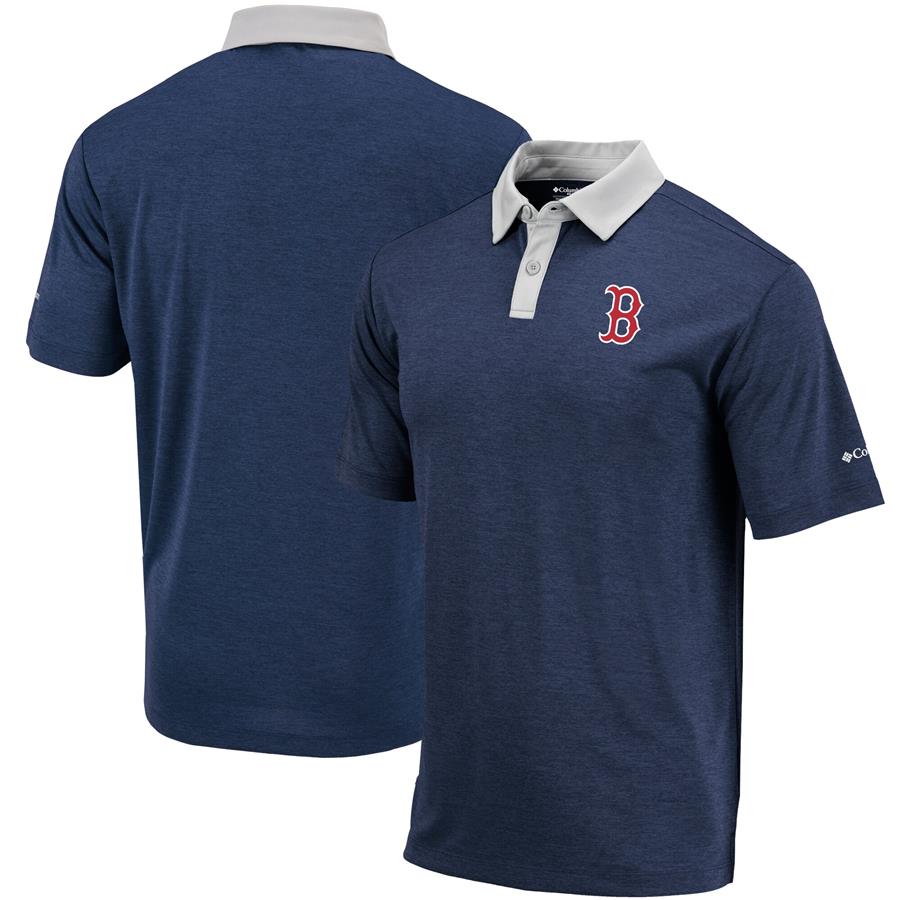 Boston Red Sox Columbia Omni-Wick Range Two-Tone Polo - Navy