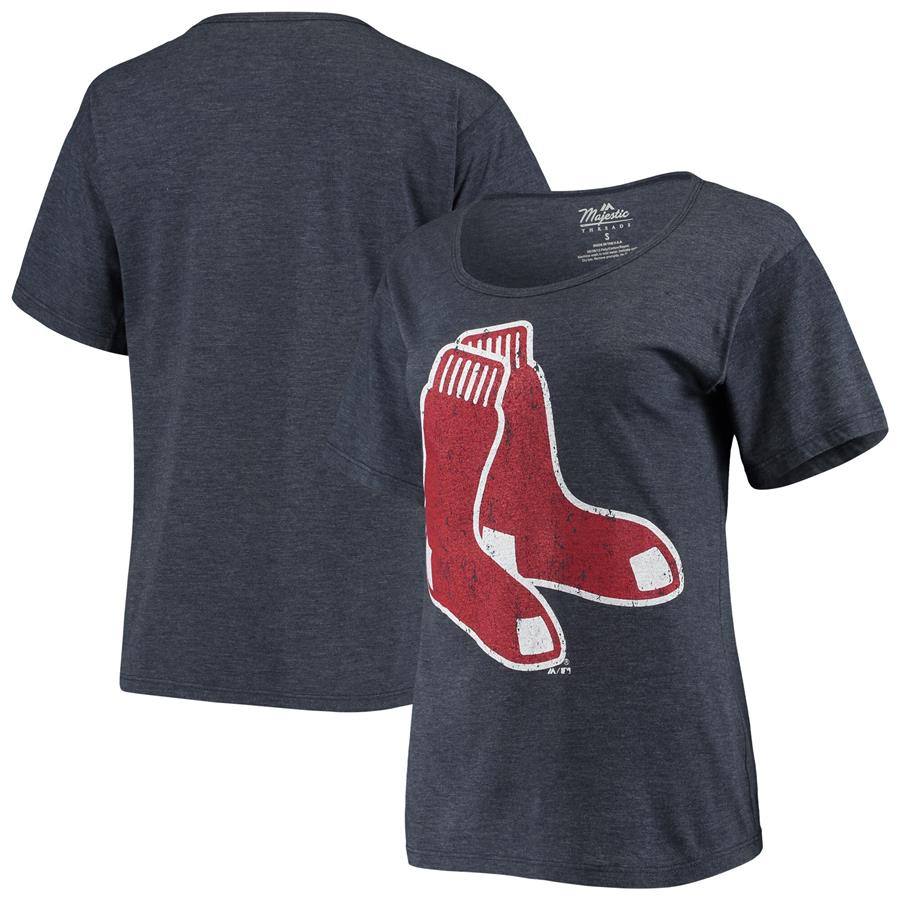 Boston Red Sox Majestic Threads Women's Premium Tri-Blend Boyfriend T-Shirt - Navy