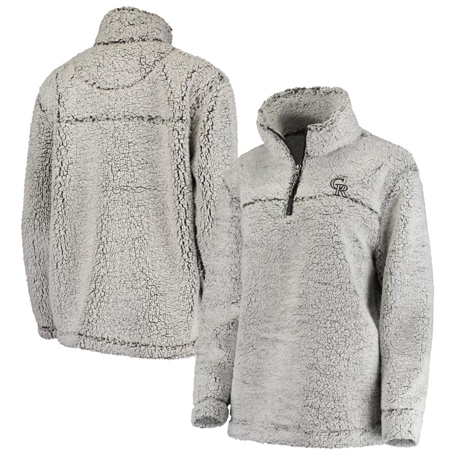 Colorado Rockies G-III 4Her by Carl Banks Women's Sherpa Quarter-Zip Pullover Jacket - Gray