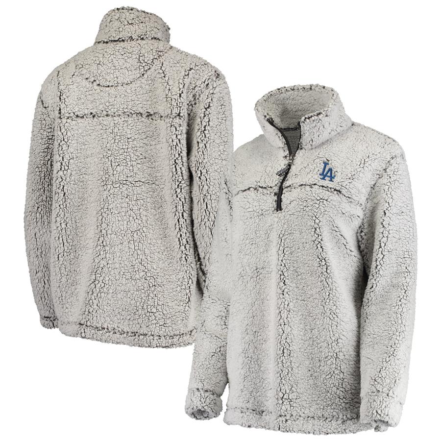 Los Angeles Dodgers G-III 4Her by Carl Banks Women's Sherpa Quarter-Zip Pullover Jacket - Gray