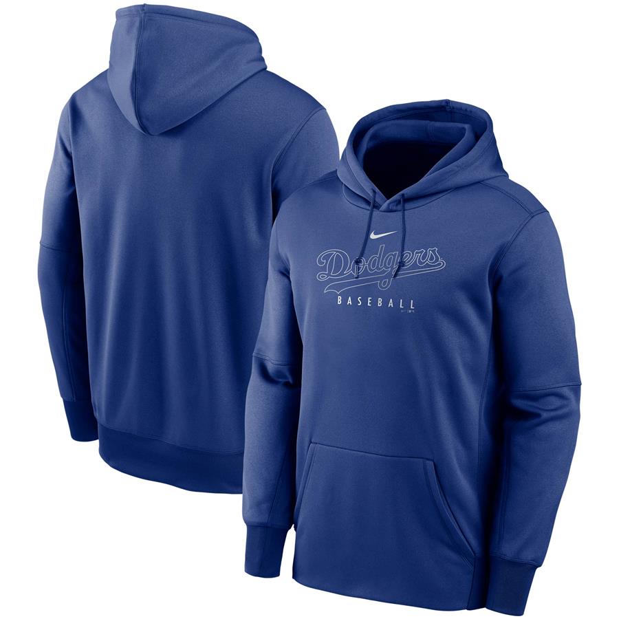 Los Angeles Dodgers Nike Outline Wordmark Fleece Performance Pullover Hoodie - Royal