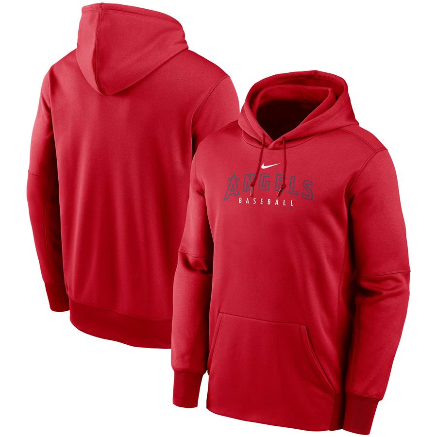 Los Angeles Angels Nike Outline Wordmark Fleece Performance Pullover Hoodie - Red