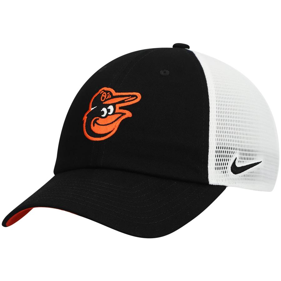 Baltimore Orioles Nike Heritage 86 Trucker Unstructured Adjustable Hat - Black