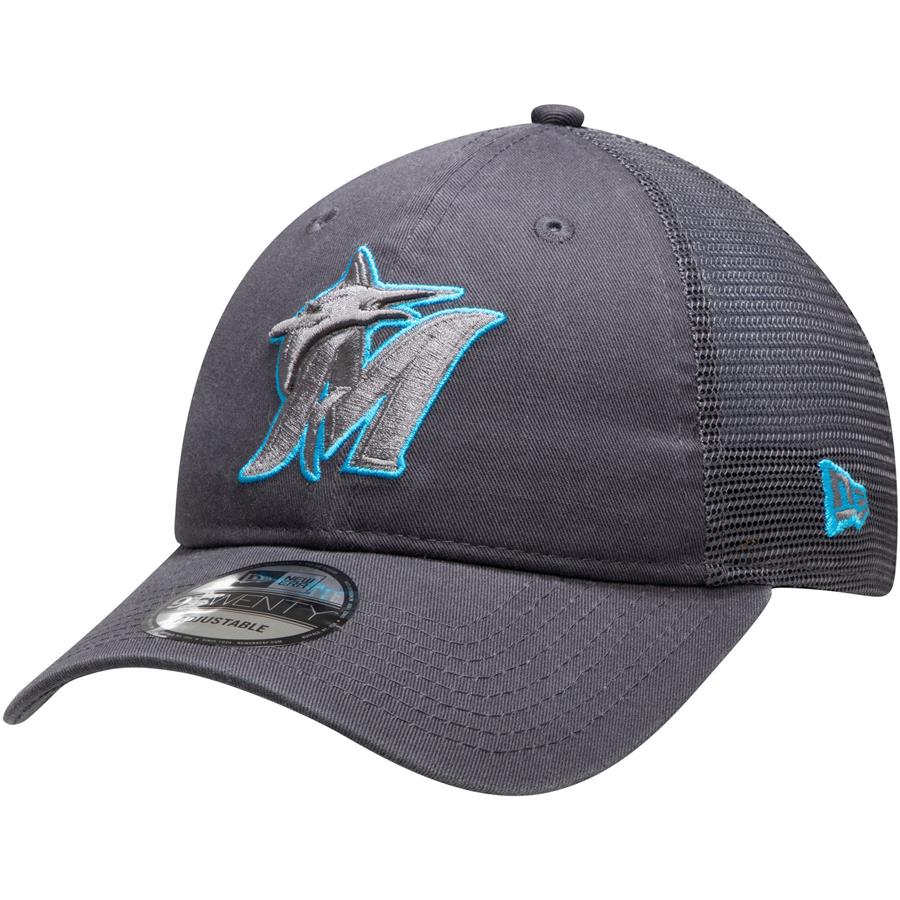 Miami Marlins New Era Velocity 9TWENTY Adjustable Trucker Hat - Graphite