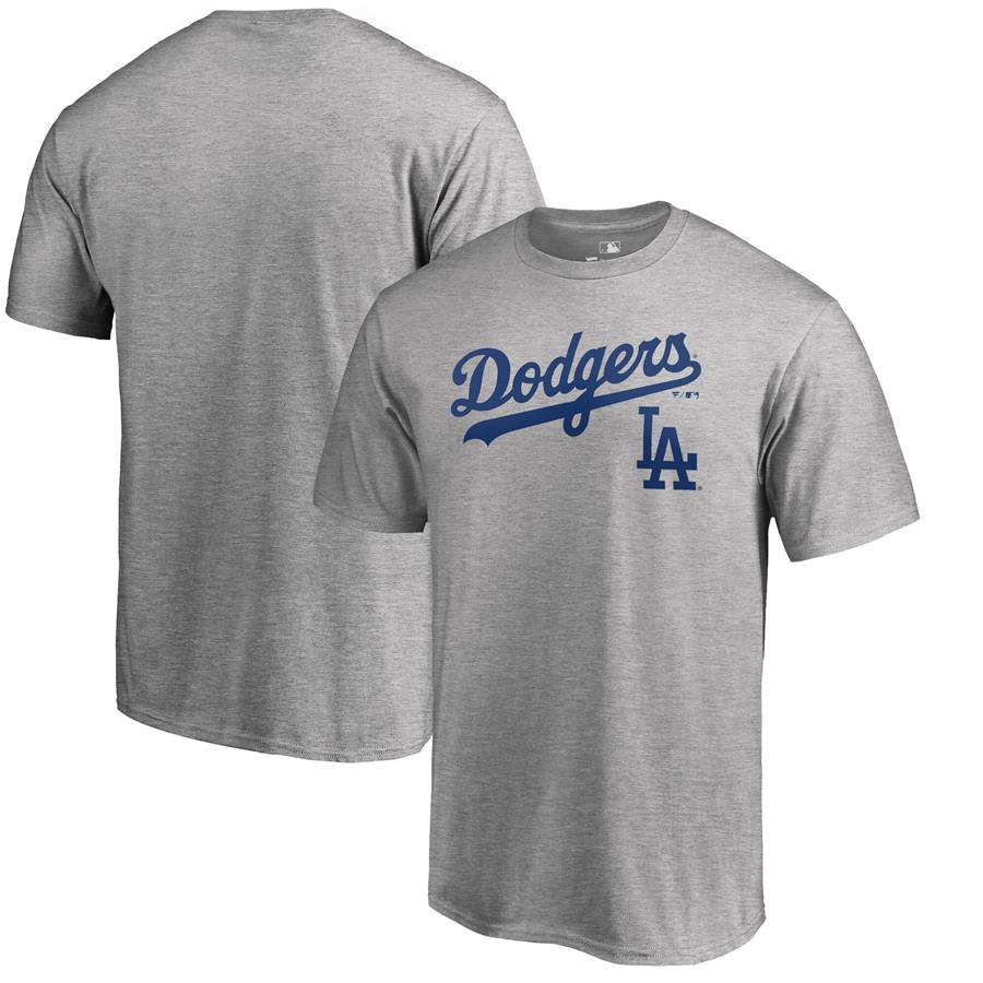 Los Angeles Dodgers Fanatics Branded Team Lockup T-Shirt - Heathered Gray