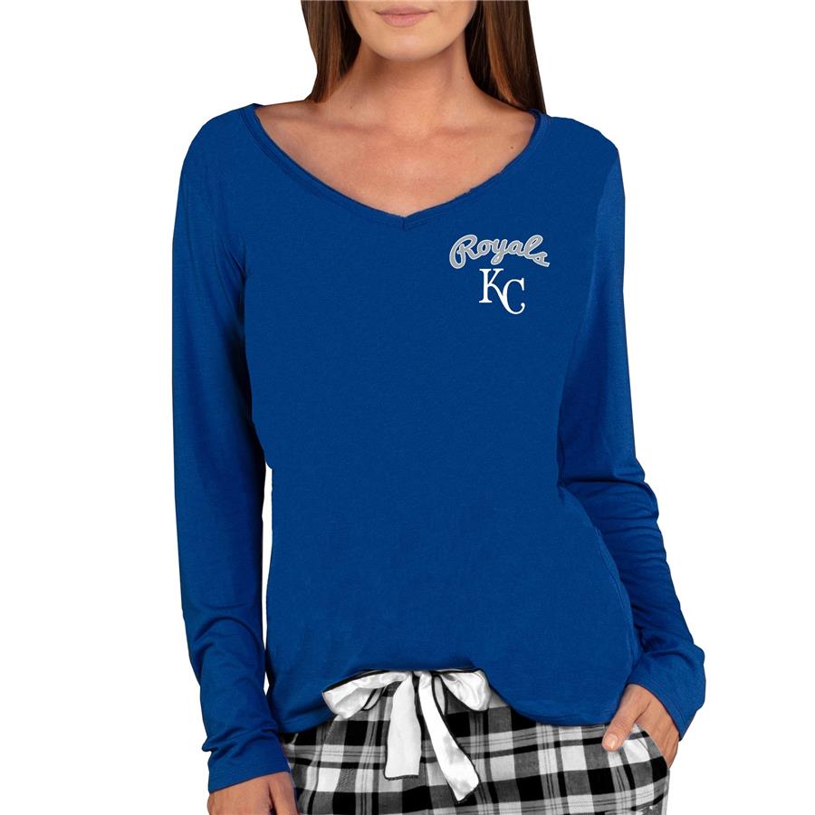 Kansas City Royals Concepts Sport Women's Marathon Long Sleeve V-Neck T-Shirt - Royal
