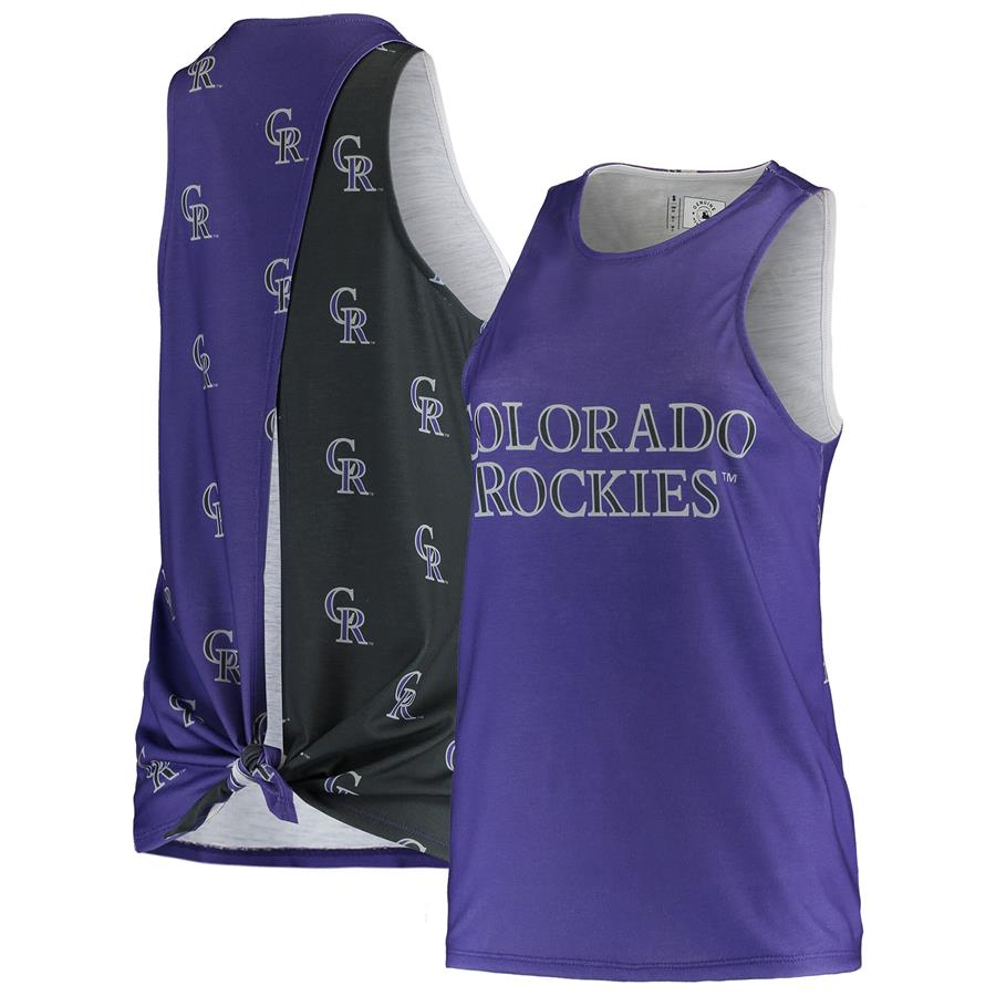 Colorado Rockies Women's Repeat Logo Tie-Back Racerback Tank Top - Purple