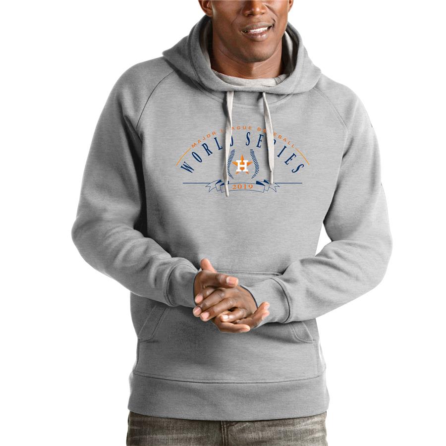 Houston Astros Antigua 2019 World Series Bound Victory Pullover Hoodie - Heather Gray