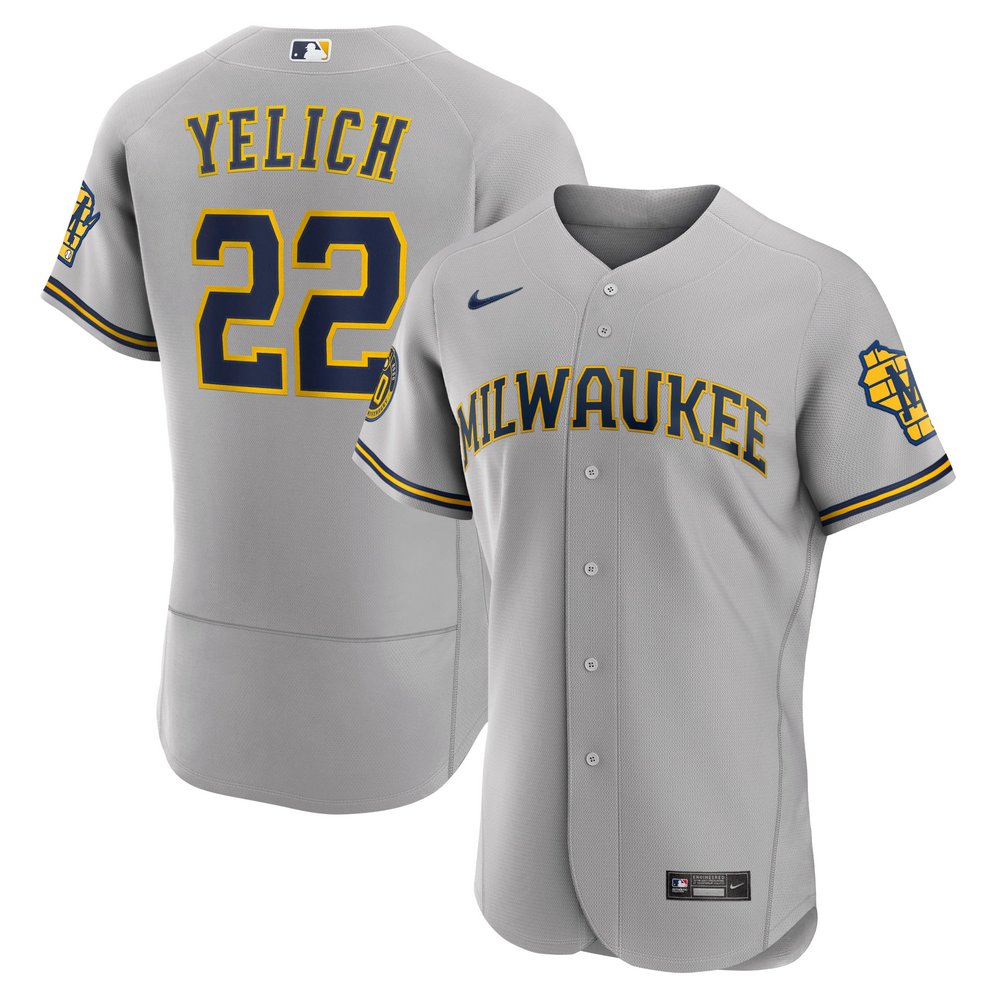 Christian Yelich Milwaukee Brewers Nike Road Authentic Player Jersey - Gray