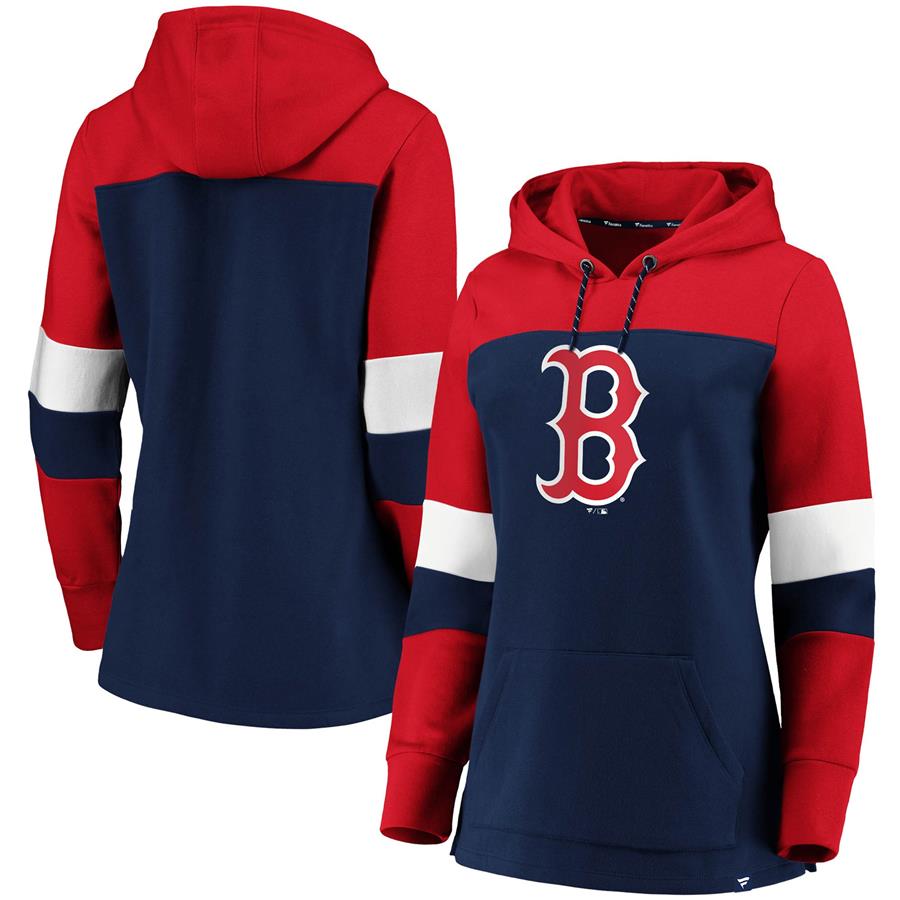 Boston Red Sox Fanatics Branded Women's Iconic Colorblock Pullover Hoodie - Navy